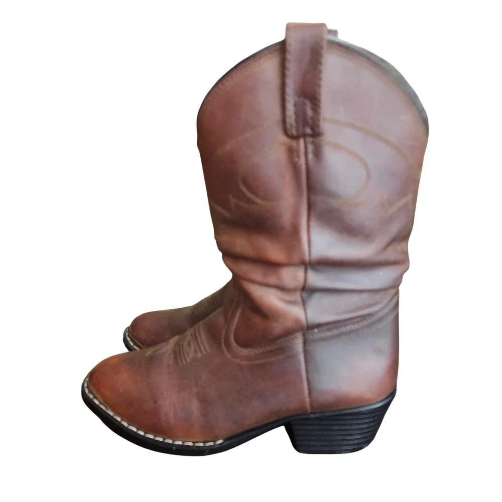 Smoky Mountain Cowboy Boots Kids Size 4 Brown Leather Western Style 3251Y